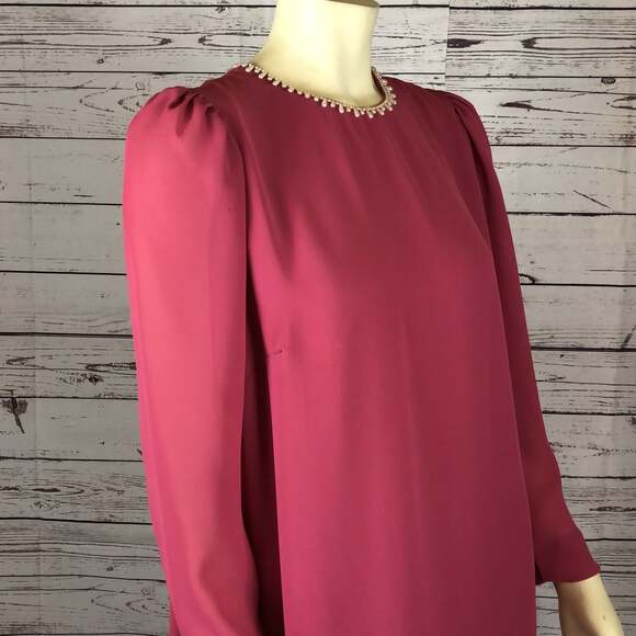 American Vintage USA 50's pink long dress pears around neckline size medium - Picture 10 of 12